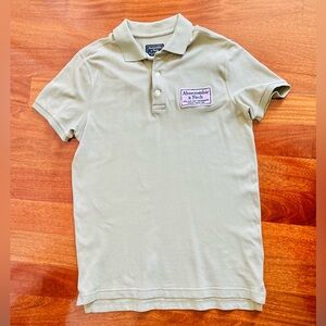 Abercrombie & Fitch Men Soft Olive Polo Tee With pink logo Patch Size Small